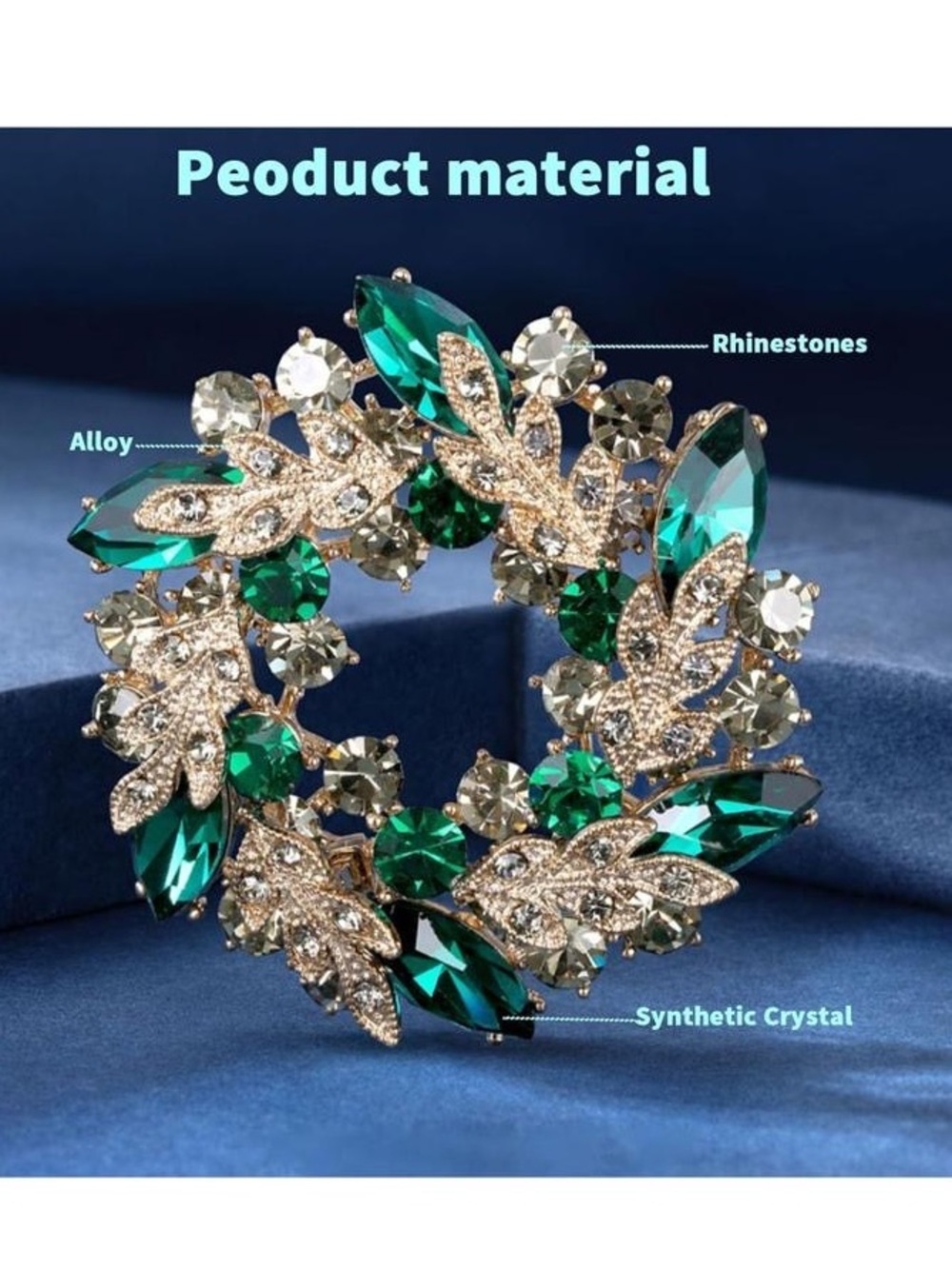 Anthropologie Emerald and Clear Crystal Wreath Brooch - Picture 4 of 4